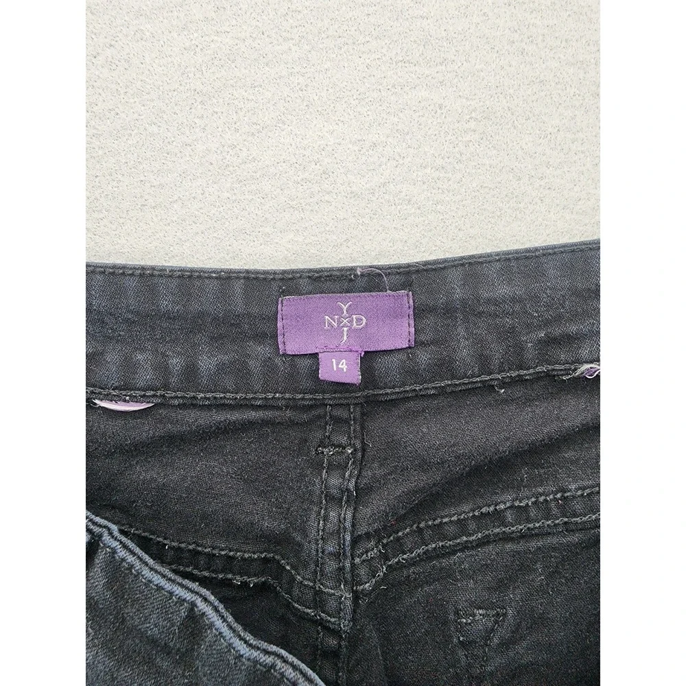 NYDJ Marilyn Straight‎ Leg Jeans Black Faded Stretch Denim Women's Size 14 Pants